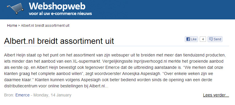 Webshopweb.nl: Albert.nl breidt assortiment uit