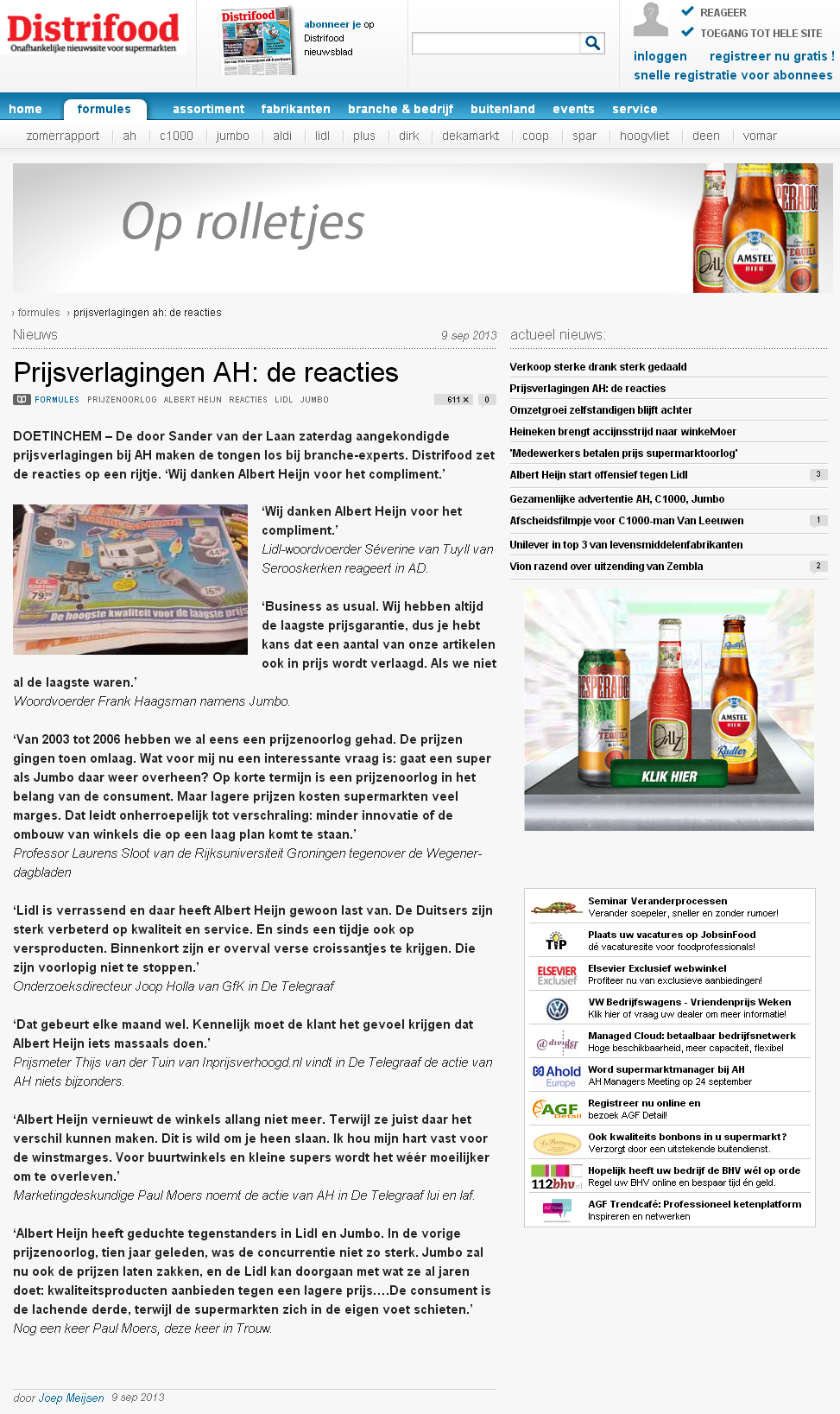 Distrifood.nl: Prijsverlagingen AH: de reacties