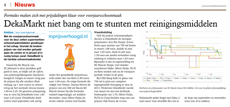 Levensmiddelenkrant: DekaMarkt niet bang om te stunten met reinigingsmiddelen