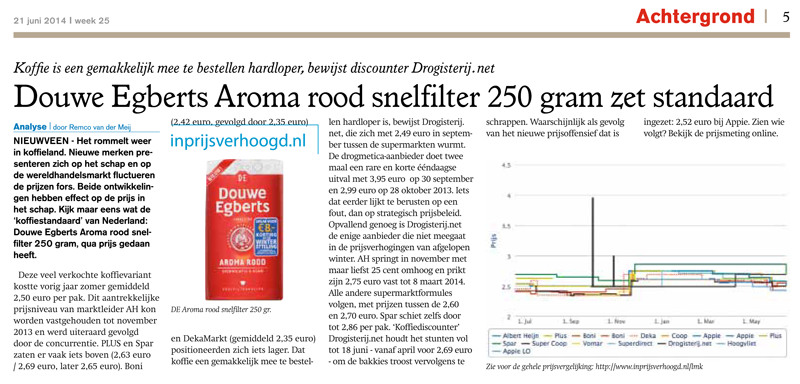Levensmiddelenkrant: Douwe Egberts Aroma rood snelfilter 250 gram zet standaard